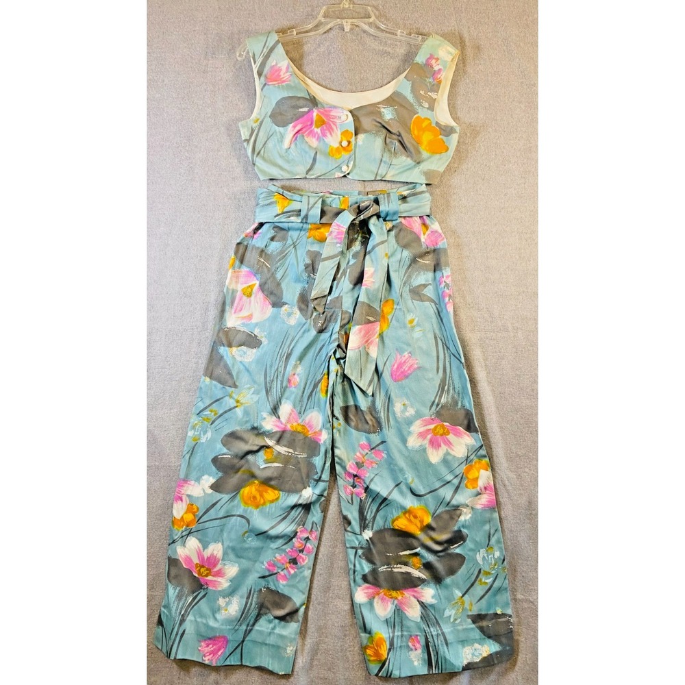VTG‎ Rare 60s Mr. B of California size 10 Bright Floral Crop Top Wide Leg Boho